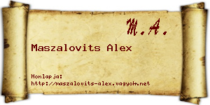 Maszalovits Alex névjegykártya